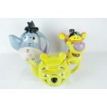 Set of 3 Disney Showcase Disney Tea pots 'Eeyore', Winnie the Pooh' and 'Tigger Face' Year 2000