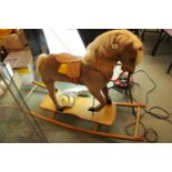 Good Quality Pony Hair rocking Horse with Glass eyes mounted on wooden rocking base with Separate