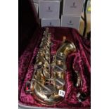 Boosey & Hawkes Brass Saxophone in fitted case with mouthpiece