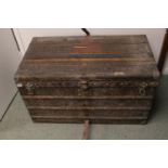 VINTAGE LOUIS VUITTON STEAMER TRUNK an early 20thc steamer trunk, the monogrammed case with wooden
