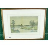 Arthur Anderson Fraser (1861?1904), Framed and mounted watercolour of the River Ouse at Hemingford