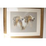 Graham Ison, Watercolour of a Collies signed to bottom centre, mounted and framed. 47 x 37cm.