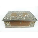 Indo-Persian Rosewood vanity case with Inlaid Ivory foliate decoration, lidded section to interior