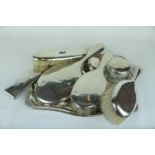 Harlequin Silver Dressing table set of 3 brushes and Mirror and assorted White Metal dressing