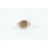 Gents Edwardian 9ct Rose Gold signet ring engraved, 5.8g. Size S