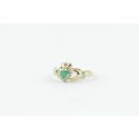 Good quality Ladies 9ct Gold Emerald set Claddagh ring with Diamond setting, 3g. Size P