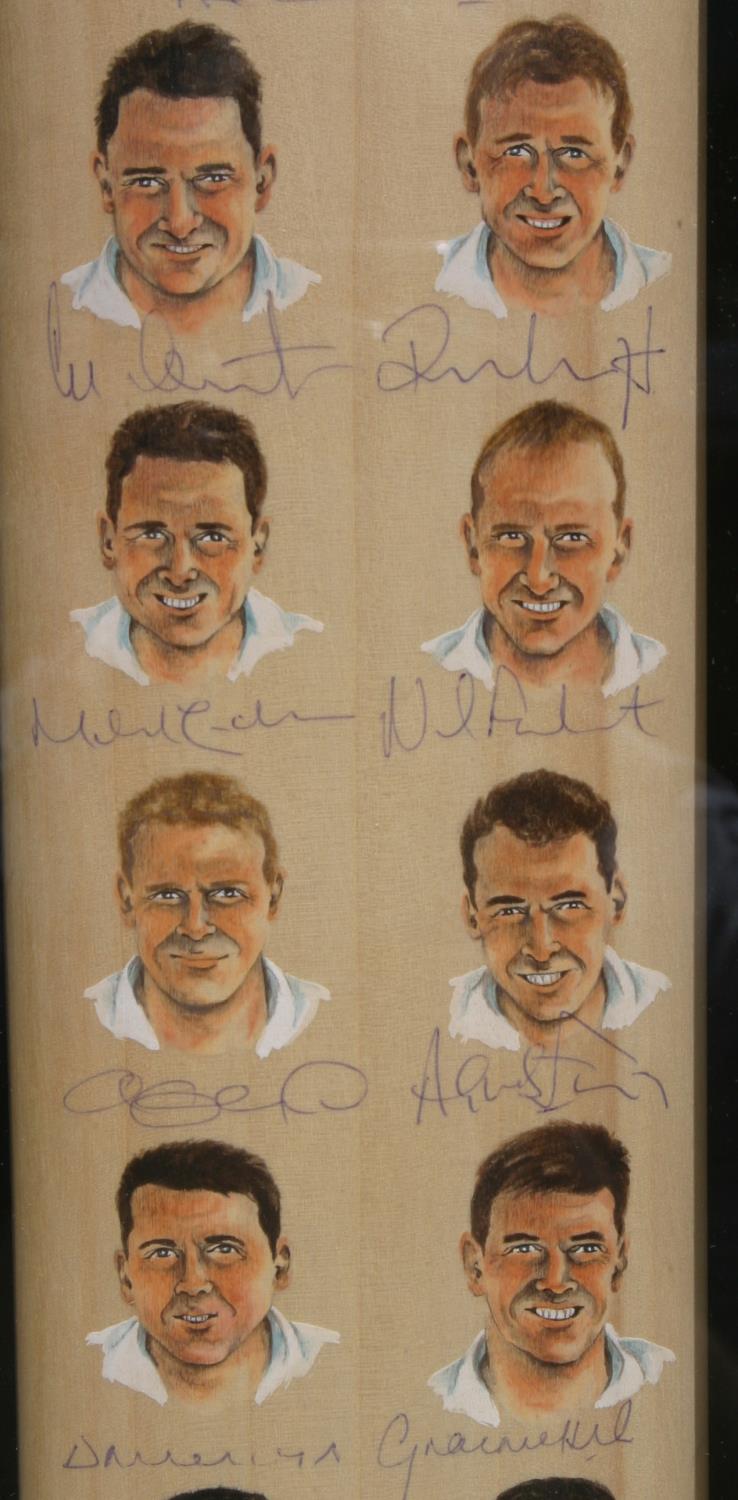 A limited edition of 20 (this numbered 3) hand painted images on a full size cricket bat of the - Image 3 of 4