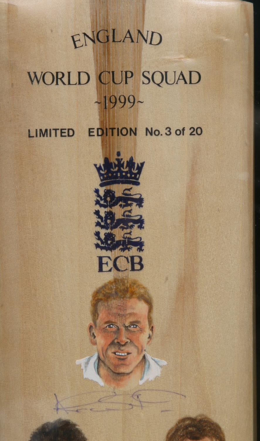 A limited edition of 20 (this numbered 3) hand painted images on a full size cricket bat of the - Image 2 of 4