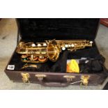 Cased Elkhart 300 Series Alto Saxophone with mouthpiece and parts