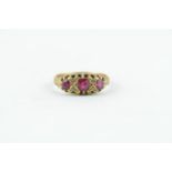 Ladies 18ct Gold Ruby & Diamond Set cluster ring, 4g total weight. Size P