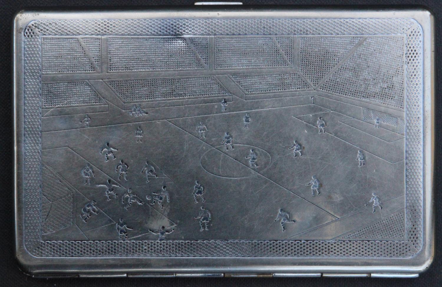 Scottish Football Association. Silver plated cigarette case issued by Scottish F.A. in 1950. With