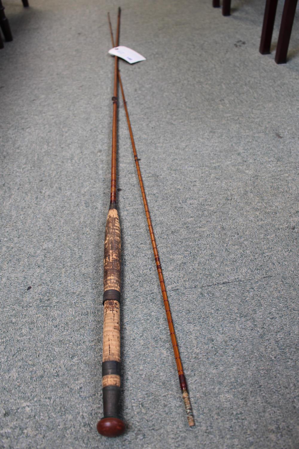 Allcock of Redditch Cane fishing rod and another cane fishing rod both in Cloth bags