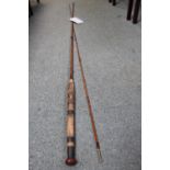 Allcock of Redditch Cane fishing rod and another cane fishing rod both in Cloth bags