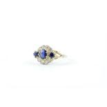 Good quality Ladies Sapphire & Diamond Claw Set Edwardian design ring on 9ct Gold, 3g total weight