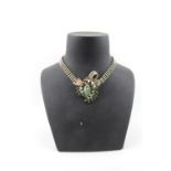 Austrian Crystal Gilt backed Dress necklace and matching clip on earrings
