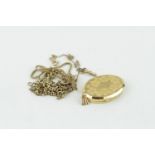 Ladies 9ct Gold Locket and assorted chains 14g total weight