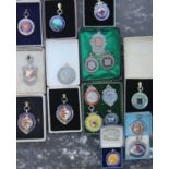 Eighteen Silver and Enamel Medals From 1930's Onwards Many in Original Box: Burnham & District
