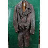 WWII Third Reich Leather Sturmabteilung (Assault Division) Brown Leather Coat of Heavy Gauge.