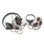 Rare German Third Reich Panzer Tank Headphones with matching throat mike. Condition - Wear