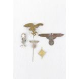 Collection of WW2 German Third Reich Badges and a Pin inc. SS, Afrika Corps enamel badge