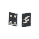 Waffen SS Obersturmbannfuhrer Lieutenant Colonel insignia Pair of silver coloured braid. Condition -