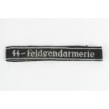 German Third Reich SS Feldgendarmerie cuff title in Silver Braid on black band