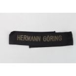 Original WW2 German Third Reich Hermann Goring Cuff title of silvered embroidered capital upon