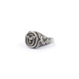 WWII German Third Reich Silver Luftwaffe ring depicting Eagle with wreath and eagle with insignia