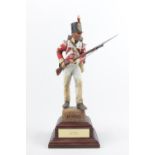 Regimental Statuette, Corporal 38th Foot Peninsula War C.1812 mounted on wooden base 29.5cm in