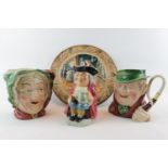 Beswick Romeo and Juliet Wall plate, 2 character jugs Sairey Gamp and Tony Weller and a Sylvac