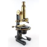 Carl Zeiss Jena Brass and Tole microscope Nr 65893 in fitted wooden case with assorted lenses