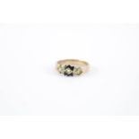 19th 9ct Gold Mourning ring with Pearl and enamel setting 2.9g total weight Ring Size S