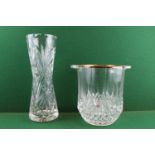 Good Quality Waterford Crystal 'Conamara' pattern Vase and a Ice Bucket with gilded detail to rim