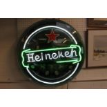 Original Neon Heineken Circular Pub Wall light in Good Working Order