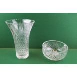 Large Royal Brierley Crystal Sleeve vase and a Royal Brierley Fruit Bowl, both Boxed