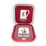 Collection of 5 Vintage Pub Trays Inc. Tartan Beer, Silk Cut, Whitbread Trophy etc