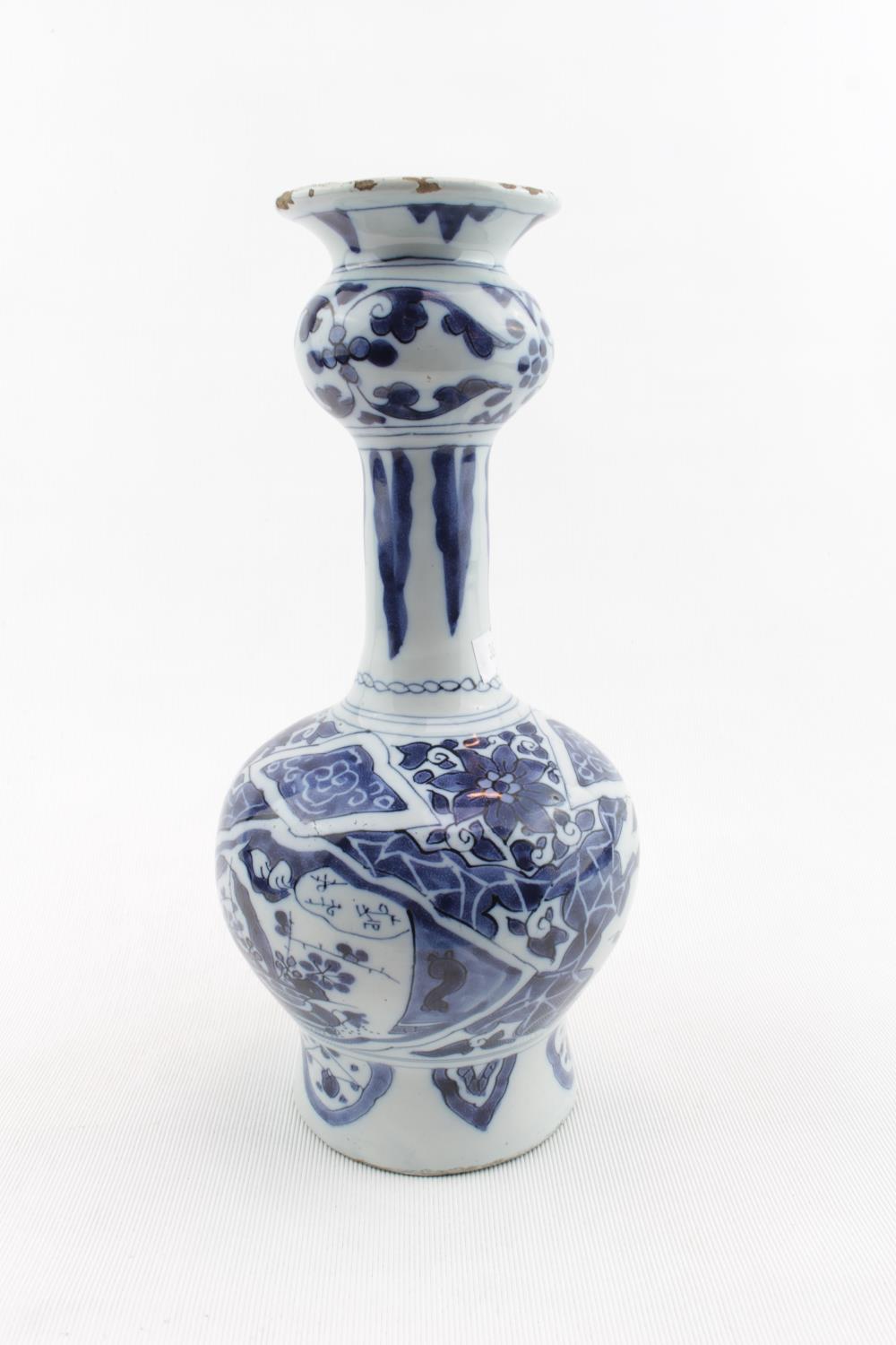 19thC Dutch Delft knobbelvase of Baluster form in Chinese decoration 25cm in Height. Condition - - Image 2 of 4