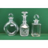 2 Good Quality Val Saint Lambert Decanters with a Aynsley ceramic Brandy Label and a Kosta Boda Flat
