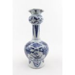 19thC Dutch Delft knobbelvase of Baluster form in Chinese decoration 25cm in Height. Condition -