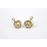 Pair of Yellow metal ball and rope drop earrings 10.2g total weight