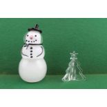 Val Saint Lambert Belgian Crystal Model of a Snowman with engraved signature to base and a Boxed Val