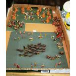 Three Red Indian dioramas; village, war party, buffalo hunt and painted figures