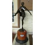 An Art Deco style figure of a lady dancing bearing stamp Garanti Paris and signed D'Alonzo on marble