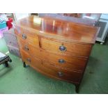 A 19th Century mahogany bow chest two short and two long drawers