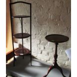 An Edwardian cakestand and wine table
