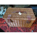 A Wicker picnic hamper fitted with cutlery, glasses, etc.