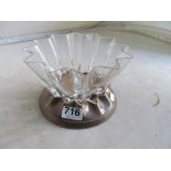 A glass bowl on silver stand (s/a/f).
