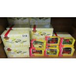 Nine Matchbox models of Yesteryear pink and yellow box models and Matchbox collectibles (boxed)