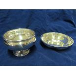 A silver bowl and dish.