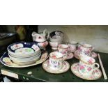 A part Gaudy Welsh teaset and six Aynsley coffee cups and saucers
